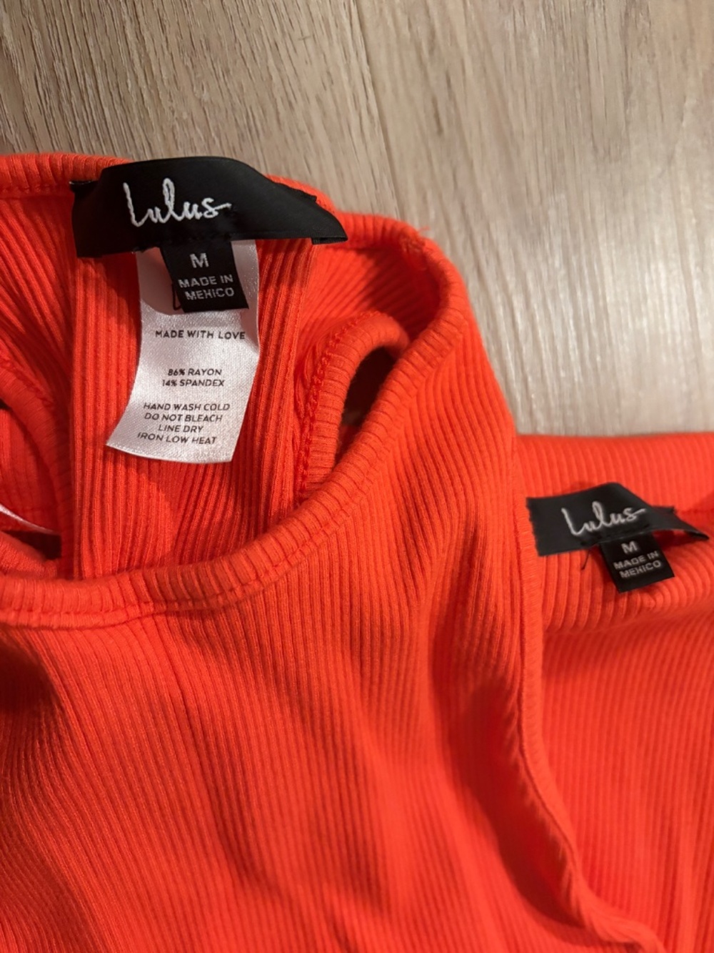 Lulus Absolute Edge Coral Mock Neck Two-piece Bodycon Midi Dress Orange - Size M - Picture 3 of 4